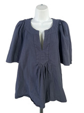 Pomander Place Women's Navy Blue Short Loose Tulip Sleeve V-Neck Blouse - L picture