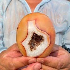 409g Rare Natural Red Druzy Agate Geode Carnelian Crystal Mineral Specimen picture
