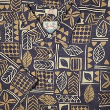 Vtg Reyn Spooner Hawaiian Shirt Men L Purple Gold Leaf Print Regency Cotton Lawn picture