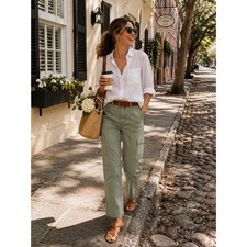 LOFT Womens Sage Green Skinny Cargo Pants Zipper Ankle Utility Moto Trousers 2 picture
