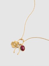 MADEWELL Semiprecious Wishbone Charm Necklace Antique Gold NWT picture