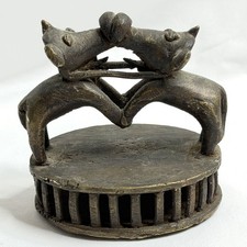 Antique Brass Indian Elephant Figurine Skin Cleanser Foot Scrubber Rattle picture