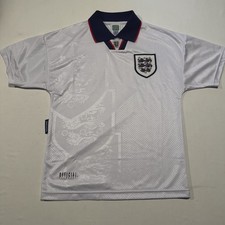 Score Draw England 1996 Euro 96 Three Lions Retro Jersey Mens Small White picture