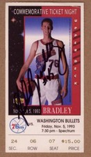 Shawn Bradley Signed AUTO NBA debut ticket stub 1993 Moses Malone 76ers Bullets picture