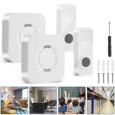 2pcs Wireless Doorbell Chime Waterproof Plugin Receiver Adjustable Volume 1000FT picture