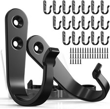 20PCS Heavy Duty Metal Coat Hooks for Wall, Single Prong 20pcs + Black picture