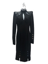 Shein X Women's Bodycon Dress Size Medium Black Cutouts Faux Leather Cosplay NWT picture
