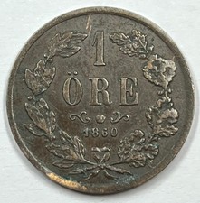Sweden - 1860 1 Ore - Carl XV - Low Mintage - Scarce Date (TC593) picture