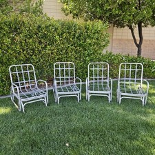 Lot 4 Vintage MCM Glider Chair Aluminum Lawnlite Club Patio Outdoor Set Local PU picture