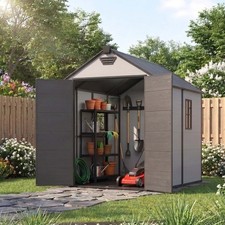 6x8 FT Outdoor Resin Storage Plastic Garden Shed with Floor and windows picture