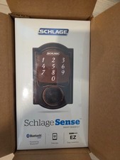 NEW Schlage Sense Smart Lock Deadbolt + Matching Camelot Handleset - Aged Bronze picture