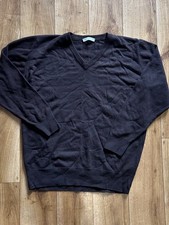 John Smedley England Design light elastic Brown V neck wool sweater long sleeve picture