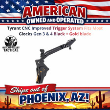 Tyrant CNC Improved Trigger System Fits Most Glocks Gen 3 & 4 Black + Gold blade picture