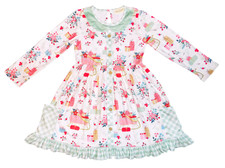 GIRLS 7 MINTY SLEIGHRIDE RUFFLE POCKET DRESS NWT MARIE NICOLE picture