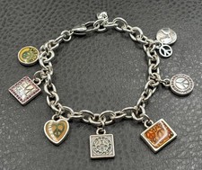 Brighton Charm Bracelet Peace Love Imagine Dove Heart Enamel Crystal Charms picture