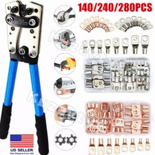 140/280Pcs Battery Cable Lugs Eyelets Copper Ring Terminal Crimp Wire Connectors picture
