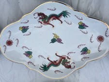Vintage Early 20th Century Japanese Porcelain 10” Platter Dragon & Gold Trim picture