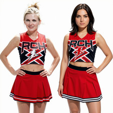 RCH Red Black Cheerleader Uniform Bring It On Party Cosplay Costume Game Day picture