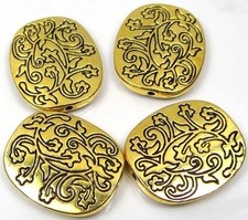 4 Antique Golden Pewter Large Oval Focal Beads 26mm picture
