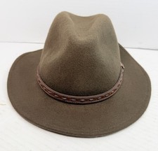 Scala Classico Dorfman Pacific Brown Wool Felt Fedora Hat Medium NWT picture