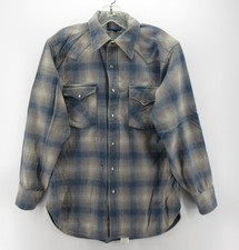 VTG Pendleton Shirt Men Medium Wool Flannel Shadow Plaid High Grade Western * picture