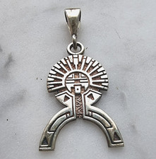 Tom David Navajo 925 Sterling Silver Kachina Sun Spirit Pendant Signed TD 1970s picture