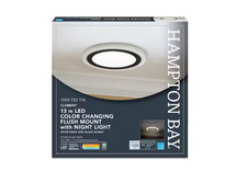 Hampton Bay Clement 13in Black Indoor LED Flush Mount Color Changing Night Light picture