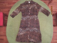 D.W. Studio David Warren 100% Silk Shirt Dress Size 12 Animal Print EUC picture
