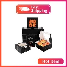 qiqee Black Cookie Boxes with Window 36packs 6x6x3 Black Bakery Box Pastry Box f picture