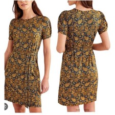 Boden Knot Detail Jersey Mini Dress Harvest Gold Paisley Terrace 6 picture