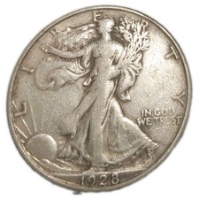 1928-S Walking Liberty Silver Half Dollar Very Fine Lines In Gown Free Post  picture