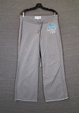 Aeropostale Womens Pants Medium Gray Drawstring Fleece Y2K NY City Aero 1986 picture