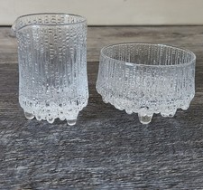 Vtg Littala Ultima Thule Sugar Bowl & Creamer Melting Ice Design Finland VGUC picture