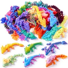 JOYIN 24 Pcs 3D Printed Articulated Mini Dragons, Flexible Crystal Dragon Fidget picture