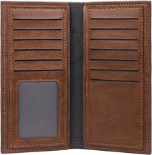 Cartera Larga Plegable de Cuero Soporte de Tarjeta ID Billetera para Hombres picture