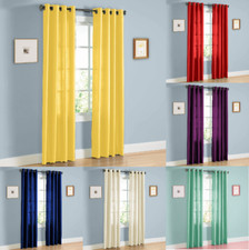 2 Panel Semi Sheer Curtains Grommet Faux Silk 55x63 55x84 55x95 55x108 NEW Mira picture