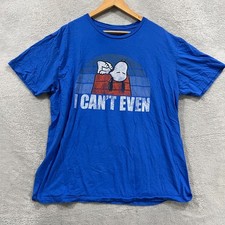 Peanuts Hybrid T Shirt Unisex XL Blue Cotton I Cant Even Snoopy Crew Neck Resort picture
