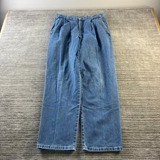 VINTAGE Dockers Jeans Mens 30x28 Blue Denim Faded Double Pleated USA Made picture
