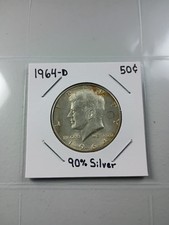 1964-D Kennedy Half Dollar 90% Silver UNC BU Toning Denver Mint 50C picture