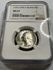 1976-S  WASHINGTON  US Silver Quarter,   MS67 by NGC,   an EXQUISITE coin picture