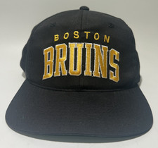 VTG 90s Starter Boston Bruins Black Snapback Hat NHL Spellout picture