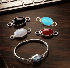 Artisan Crafted Sterling Interchangeable Oval Design Cuff Bracelet picture