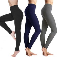 3 Pack High Waisted Yoga Leggings Stretch Workout Pants Assorted Colors S-XL picture