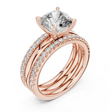 Certified 3.00 Ct Lab Grown Diamond 43 Pc Engagement Women Ring 14K Gold Over picture