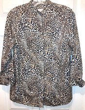 NEW Chicos Womans No Iron Animal Print Blouse Mandarin Collar Size 0P Or SP picture