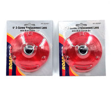 NOS Lot of 2 Red Replacement Light Lenses w/Blue Dot Center, Universal 3-Screw picture