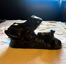 Antique 1882 Cast Iron Frog JE Stevens Bank Black/Green Finish picture