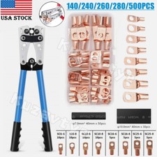 140/280Pcs Cable Lug Kit With Crimper Ring Terminal Copper Crimp Wire Connectors picture