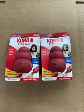 2 Pack KONG Classic Dog Rubber Chew Toy - Medium Red New picture
