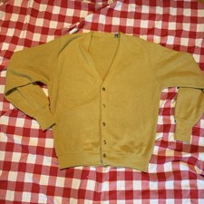 True Vintage 1960s Mustard Yellow Cardigan Sweater Size M/L USA Made Wool picture